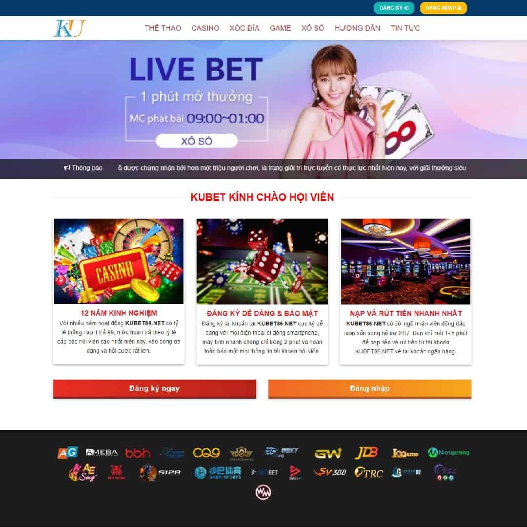 Giao diện trang web Kubet chính thống